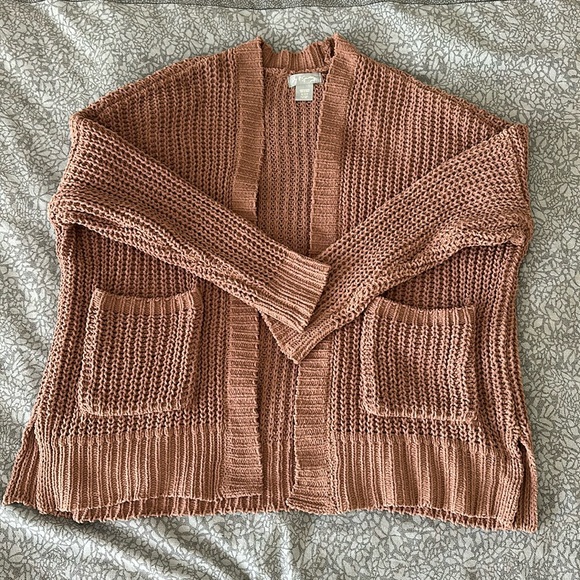 Sky & Sparrow Women’s Open Front Sweater Size Small Brown 2 Pockets - Picture 1 of 6